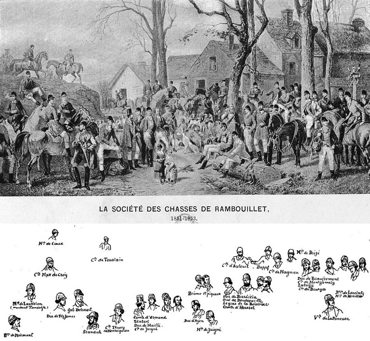 La société de chasse de Rambouillet - Tiré de l'ouvrage Les Hommes des Bois - Comte Rainulphe d'Osmond (1892) - Firmin-Didot (Paris) - BnF